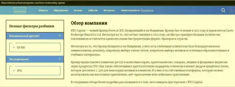 Обзор деятельности forex дилингового центра БТГ Капитал на сайте директори финансмагнат ком