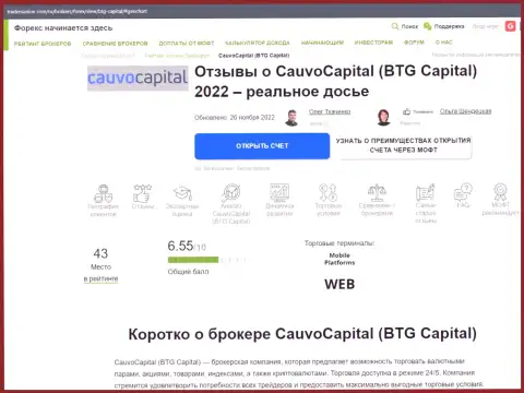 Обзор дилинговой компании Cauvo Capital в обзорной статье на онлайн-ресурсе трейдерсюнион ком
