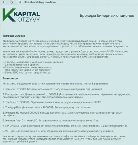 Web-сервис капиталотзывы ком у себя на страницах тоже опубликовал обзорную статью об условиях для торговли дилинговой компании KIEXO