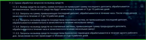 Время обработки запроса на возвращение вложенных денег в дилинговой компании Zinnera